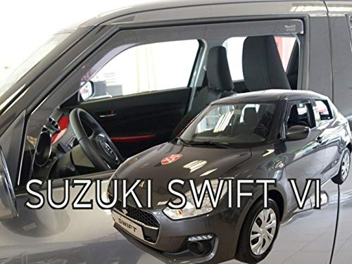 J&J AUTOMOTIVE Heko Déflecteurs d'air et de Vent pour Suzuki Swift 6 5P. Berline 2017-2022, Lot de 2pcs, Teintés, Avant et Arrière, Aérodynamique