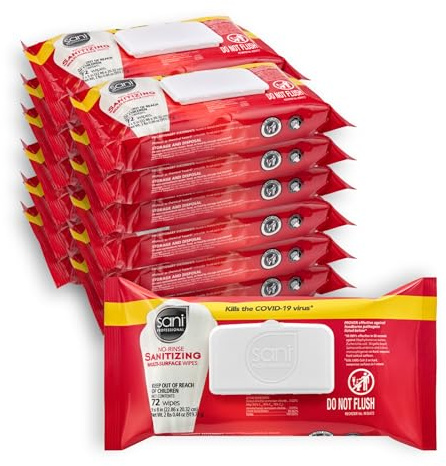 PDI Sani-Professional No-Rinse Sanitizing Multi-Surface Food Service Wipes Softpack, for Restaurants, Kitchen, Commercial and Home Use, Pack of 12, 72 Wipes Each, Large 9 x 8 Wipes