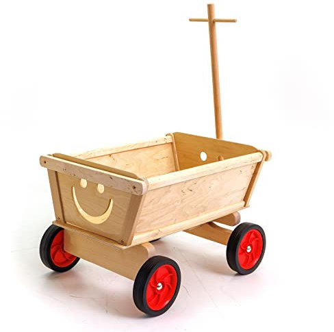 HolzFee Kinder-Handwagen Holz, Räder Rot