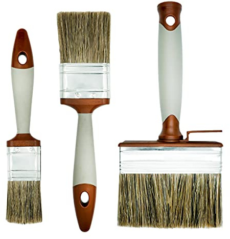 Hardy Working Tools 3-delars penselset, serienummer 08, målarpenselset för renoveringsarbeten. Platt pensel 35, 50, 100 mm för trä och möbler. Lackpenselset