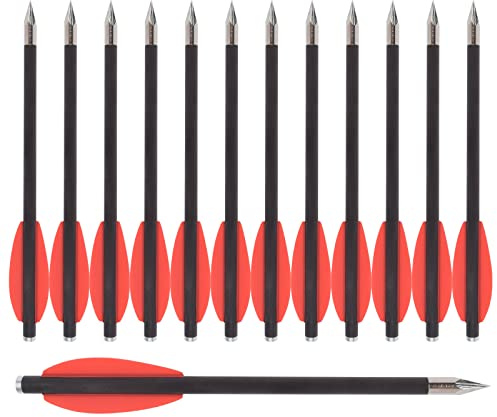 NIKA ARCHERY 12 Pezzi 6.3 Frecce per Balestra a Pistola in Carbonio Frecce da Caccia per 50-80lbs Pistola Balestra Precisione Tiro al Bersaglio Pratica Piccola Caccia