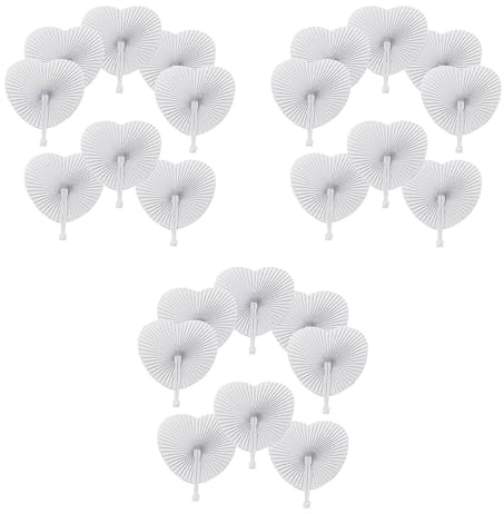 CENPEK 24 Abanicos De Papel En Forma De Corazón, Abanicos De Papel Blanco para Boda, Abanico De Papel Plegable Ligero para Invitados, Fiesta, Decoración De Pared DIY