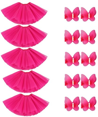 BGFKS Tutu Skirt for Girls,5 Pack Tutu Skirt Set with Hairclips for 2-8 Years.