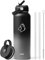 Stainless Steel Water Bottle with Straw, BUZIO Insulated Water Bottle with Straw Lid and Flex Cap 1180 ml Vacuum Cold for 48 Hrs, Hot for 24 Hrs Double Wall Wide Mouth BPA Free Leak Proof, Black Grey