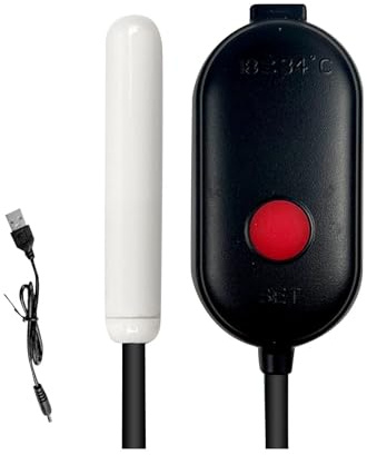 perfk Chauffage pour Aquarium 18-34 °C, contrôleur de température, USB, Affichage numérique LED, Tige chauffante précise