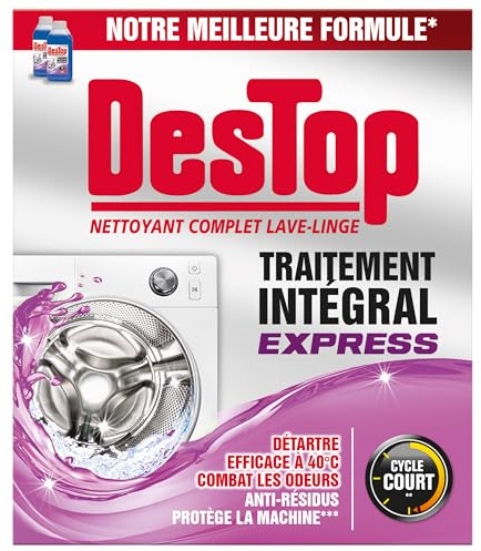 DESTOP Nettoyant Lave-Linge Express, Anti-Calcaire, Anti-Moisissure - 2 doses