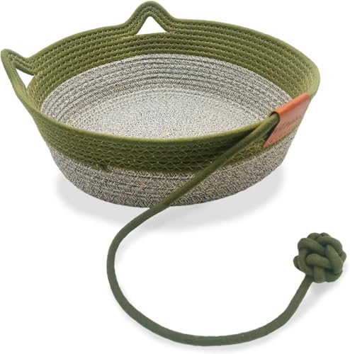 7WUNDERBAR Letto per gatti lavabile Cestino rotondo, Ø 42 cm, altezza 15 cm, zona letto per gatti in corde di cotone Cestini o cani piccoli (B)