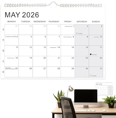 Calendario De Pared Mensual 2026-2027 | Planificador Con Bloques Rayados Grandes,Calendario de Pared de 18 Meses desde Enero 2026 hasta Junio 2027 - Para Organizar Tareas Objetivos Citas Y