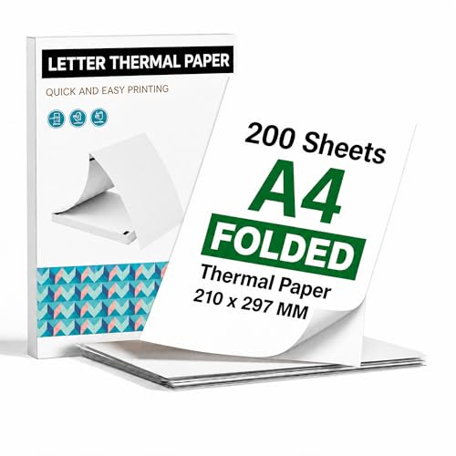 CyberPixel 200 hojas papel térmico A4, sin BPA, de secado rápido, compatible con la mayoría de impresoras térmicas, adecuado para documentos, sitios web y fotos