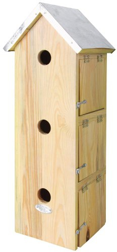 Esschert Design Nistkasten, Vogelhaus Spatzenvilla mit 3 Eingänge, ca. 20 cm x 17 cm x 51 cm