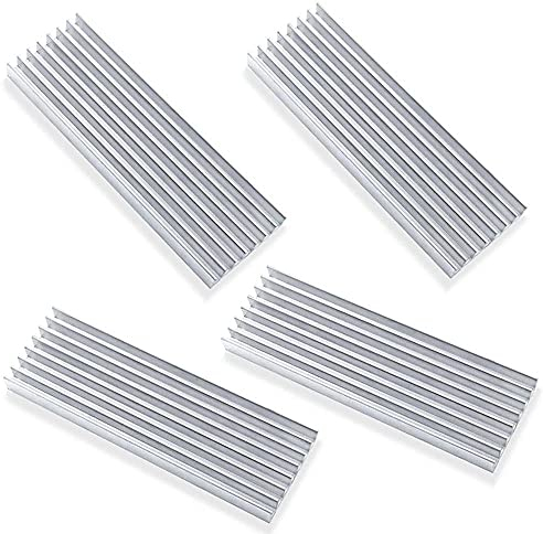 Akuoly 4 Stück Aluminium Kühlkörper PC Kühlrippen Kühler-Set Heatsink mit Thermoklebeband Kühler Fin für Verstärker Transistor Halbleiter,70mmx22mmx6mm,Silber