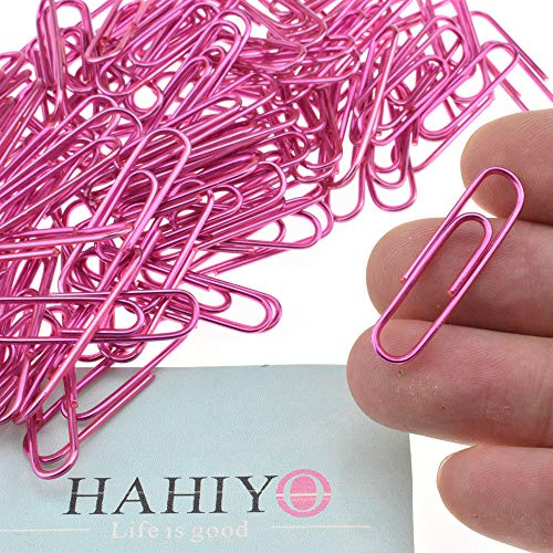 HAHIYO Paper Clips 1.3 (33mm) Length Pink Paperclips Vinyl Coated Prevent Scratching Tearing The Pages Sturdy for Bookmark Organize Home Office School 120 Pack
