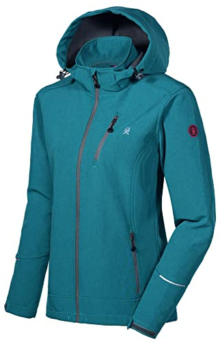 Little Donkey Andy - Chaqueta softshell de esquí para mujer con capucha extraíble, forro polar y repelente al agua, color Deep Lake, talla XS