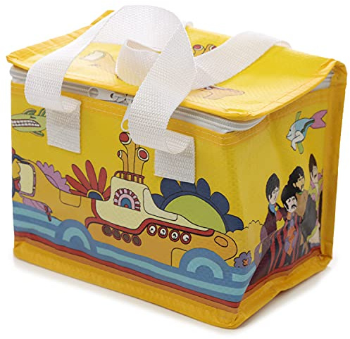 Puckator Woven Cool and Lunch Bag with The Beatles Yellow Submarine Design - Insulated Lunch Bag for Women Men Children - Childrens Lunch Box Bag for Work & School - Beach and Picnic Accessories
