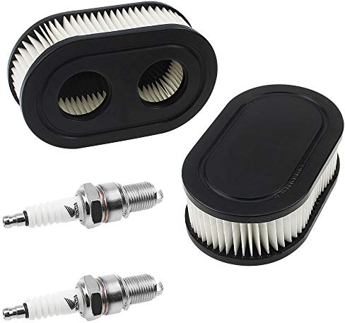 2ST Luftfilter und 2ST Zündkerzen für Briggs Stratton Motoren 550E 550EX Eco-Plus 575EX Series Luftfilter Rasenmäher Ersetzt 798339 798452 593260 093000er 09P0000er Motor 4247 5432 5432K