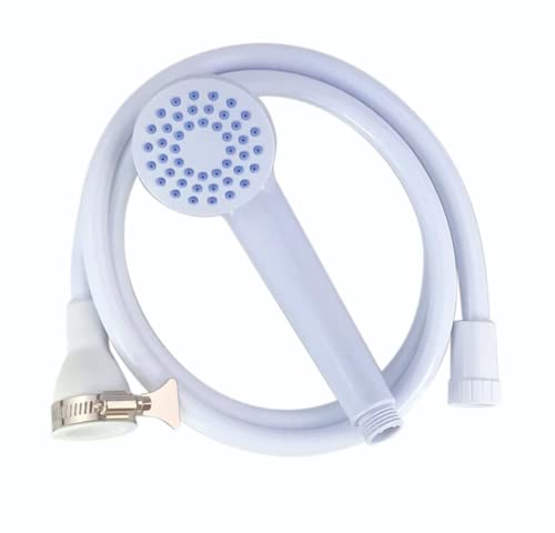 Blue Canyon Solo Plus Shower Head Spray| Max. Tap Size 2 cm| Premium Shower Attachment for Bath taps| Push-on-Fitting| Suitable for Round & Oval Taps| Shower Head for Bathroom| ~1.2 Meters| (White)