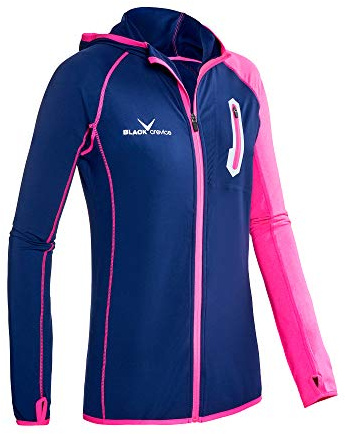Black Crevice Damen Microfleece Second Layer mit Kapuze, Steel Blue/pink, 42