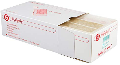 RUDANAHT Wundnahtstreifen steril hautfarben Packung à 50 Steril-Sets, Ausführung:Steril-Set à 4 Streifen. 25 mm x 100 mm