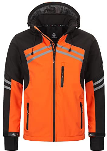 Rock Creek Herren Softshell Jacke Outdoor Jacke Windbreaker Übergangsjacke Anorak Kapuze Regenjacke Winterjacke Herrenjacke Jacket H-285 Orange S