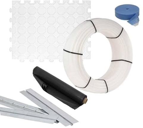 Fußbodenheizung Warmwasser Set 30m² Trockenestrich 25 mm Dämmplatte PE-RT Zubehör