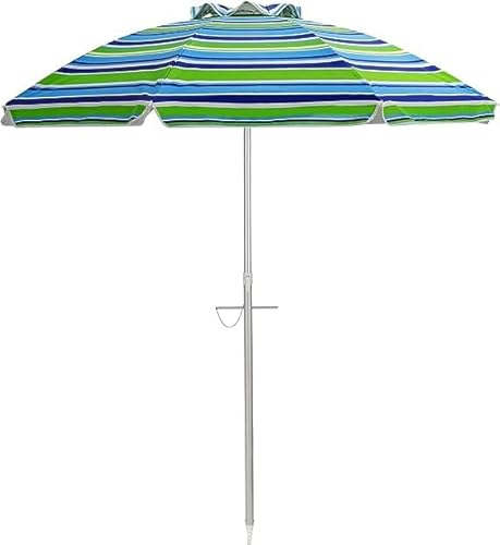 GOPLUS Sombrilla Playa, Parasol Exterior Plegable con Protección UV, Ventilación, Antiviento y Bolsa de Transporte (Azul-Verde, φ200 cm)