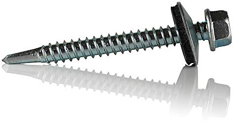 DOJA industrial | VITI AUTOFILETTANTI PER METALLO | PACK 150 | 6,3 x 50 mm | Viti autoperforanti testa esagonale con rondella | Autofilettanti in acciaio per fissaggio carrozzeria Legno Lamiera