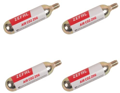 ZEFAL Cartuchos CO2 con Rosca 25g Pack de 4 - Cartuchos Universales de CO2 25 g