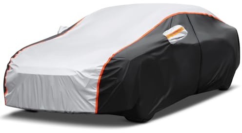 10 Capas Funda Coche Exterior Impermeable Funda Coche para Sedán con Cremallera, Forro de Algodón, Anti-UV Resistente a la Lluvia, Nieve, Viento, Polvo y Rasguño Al Aire Libre 450 * 173 * 150cm