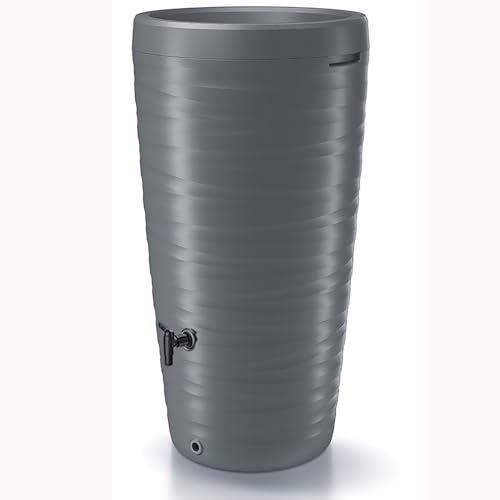 Regentonne 240 Liter- H 118 cm - Regenfass Frostsicher und UV Beständig - Regenfass - Regenwassertonne - Regenwassertank - Regenwassersammler Farbe Grau (Grau)