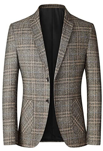 Sakko Herren Vintage Karierter Blazer 2024 Regular Fit Modern Sakkos Gestreifter Männer Frühling Herbst Sweatsakko Freizeit Jackett Business Hochzeit Anzugjacke