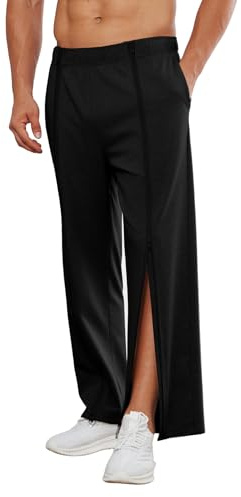 PINSPARK Pantalones de Chándal para Hombre Deportivos de Algodón con Cremallera Completa Pantalón de Rehabilitación de Ocio Pantalones con Bolsillos