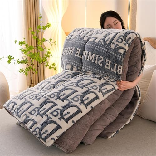 AIMENJOY Trapunta Invernale, Coperta in Cashmere Pesante per Letto, Piumino Matrimoniale Caldo, Biancheria da Letto Domestica (A-03, 220x240cm - 5KG)