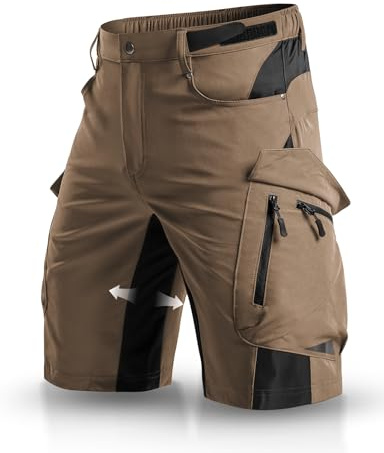Wespornow Mountain-Bike-MTB-Shorts for Men Loose-Fit-Baggy-Cycling-Bicycle-Bike-Shorts (Khaki, L)