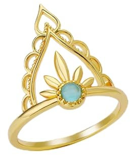 Girls Accessories Ringe Ringschmuck Damen Herren Kronenringe für Frauen Minimalistischer Blauer Opalring Finger-Eheringe Birthday Gift