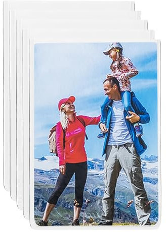 sourcing map Lot de 5 cadres photo magnétiques de 15,2 x 10,9 cm avec poche de protection transparente pour réfrigérateur, bureau, fenêtre en verre, blanc