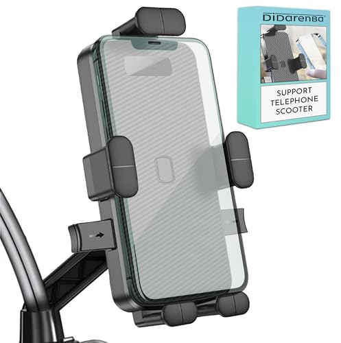 Didarenba Soporte movil Scooter Moto retrovisor 5 sujeciones fijacion al Espejo retrovisor Estabilidad Maxima Compatible con Todos los Smartphones rotacion 360º antivibracion