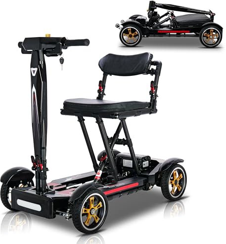 Ultra Lightweight Electric Mobility Scooter,Foldable Electric Wheelchair 38lbs/17kg,12Ah lithium batteries x2，Extremely Lightweight Design, 90% Carbon Fiber Frame