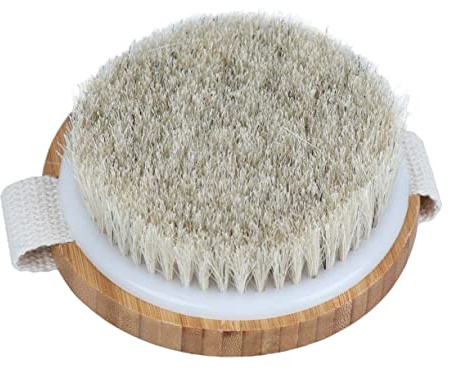 Homoyoyo Cepillo Corporal Natural para Seca con Cerdas de Crin de Caballo Masajeador Anticelulítico para Exfoliación Suave y Limpieza Profunda Cepillo de Ducha Ergonómico para Espalda y