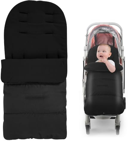 Fußsack Kinderwagen Winter, ZMCVOE Fußsack Buggy Winter mit Reißverschluss, 100 cm Universal Kinderwagen Fußsack, Wasserdicht Wintersack Kinderwagen, Baby Fußsack für 0-3 Jahre Alt (Schwarz)