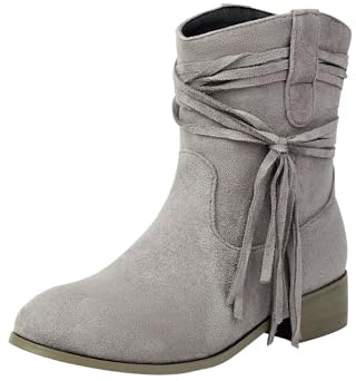 Botines de ajuste ancho para mujer, botines de media pantorrilla con cremallera lateral y tacón bajo, botas cortas de estilo holgado, cómodas botas de moda diaria para mujer; ideales con calcetines