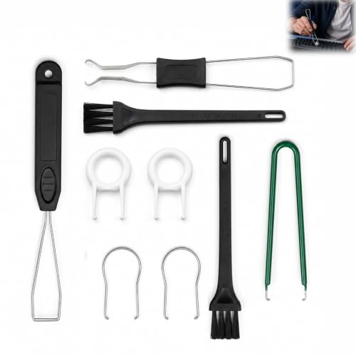 9 Kit de Extractor de Teclado, Keycap Puller, Limpieza para Teclado Mecánico, Extractor de Teclas y Switches, Cepillos de Limpieza, Pinzas de Precisión, Herramientas para Mantenimiento Profundo