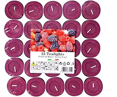 Price's Petali Brand Scented Tealights | 25 Pack Tealights 4 Hour Burn Time | Available in Multiple Scents (Mixed Berries)
