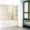 AICA Badewannenaufsatz Duschabtrennung 120x140cm Duschwand Badewanne 5mm Sicherheitsglas mit Handtuchhalter Eckregal