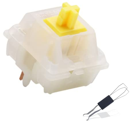 Gateron MX Switch Mechanische Tastatur Dedizierte Welle mit 2 in 1 Professionellem Tastaturabzieher Geeignet für mechanische Tastatur SMD 5-poliger gelber Schalter (70 Stück)