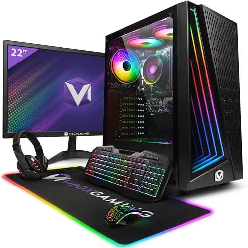 Vibox I-8 Gaming PC Set Komplett • Monitor 22 Zoll • AMD Ryzen 3 3200G 4,0GHz • Radeon Vega 8 • 16GB RAM • 1TB NVMe SSD • Windows 11 • WLAN