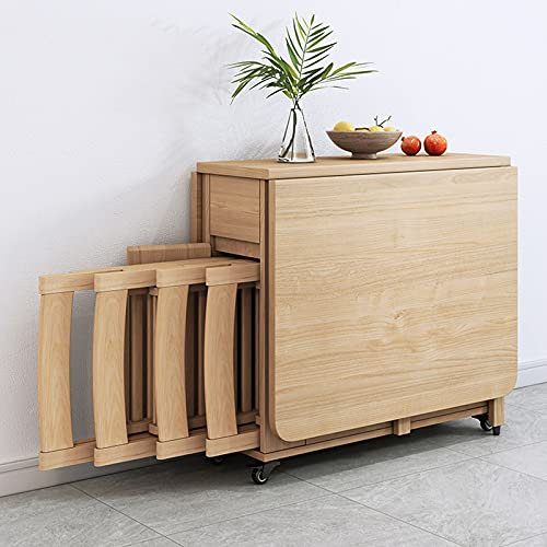 oiakus Klapp-Esstisch-Set, ausziehbarer Holz-Esstisch mit 4 Stühlen, Drop-Blatt-Tisch für Küche Esszimmer Wohnzimmer Restaurant-1.4m