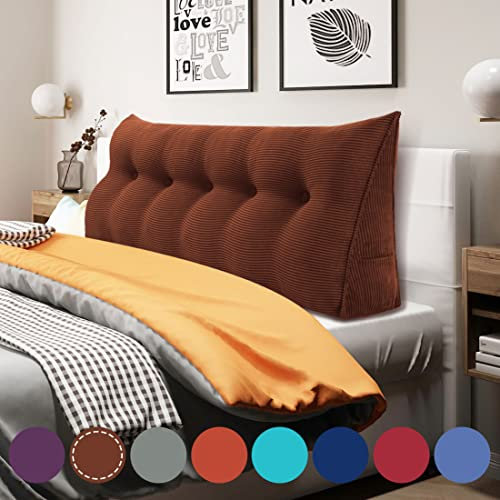 Rucener Bettkeilkissen, Kopfteil, dreieckige Lesekissen, große Nackenrolle, Rückenlehne, abnehmbare Stütze zum Waschen, geeignet für Sofa und Bett Kaffee 160 cm