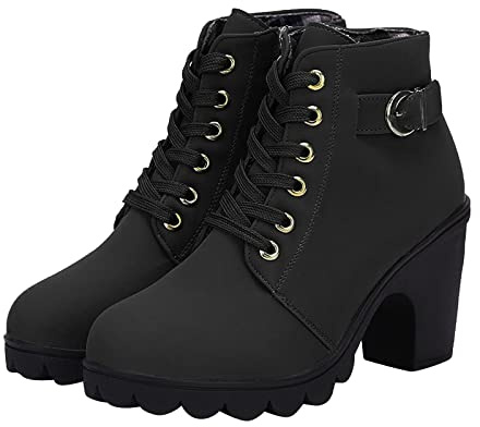 Susenstone 2022 Bottines Femmes Vintage Chunky Talon Haut Chelsea Cowboy Bottes Chaud Cheville Chaussons Imperméable Confortable Slip On Chaussures D'hiver En Plein Air pour Femmes