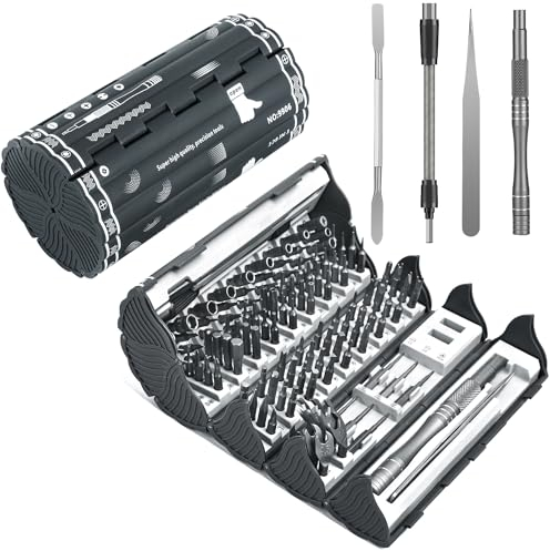 VMAN 128 in 1 Feinmechaniker Werkzeug Set, Magnetische Präzision Schraubendreher Set, Feinmechaniker Schraubendreher Set with 122 Bits für PC, Handy, Computer, Laptop, MacBook, PS5, Xbox, Kamera