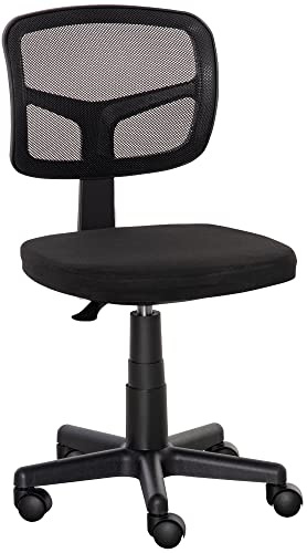 Vinsetto Sedia da Ufficio Ergonomica in Rete, Sedia per Scrivania Senza Braccioli Regolabile in Altezza, Seduta Girevole e Rotelle, Nero